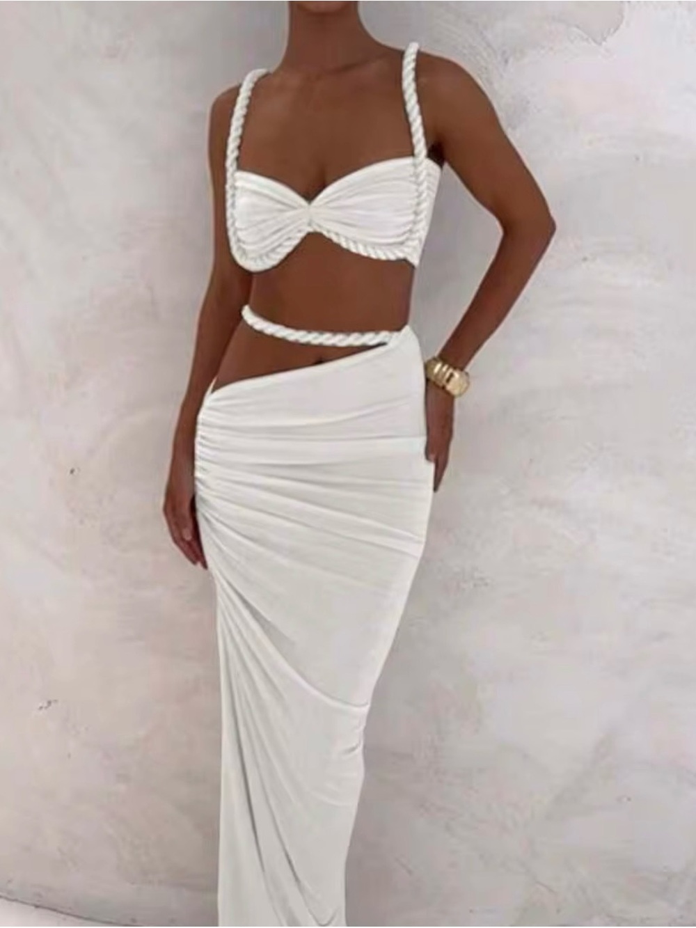 White 2 Piece Bralette and Skirt Set